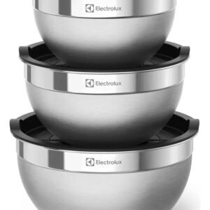 Electrolux Kit Bowls Tigelas Em Inox Com Tampa Plástica 3 Unidades Utensílios Domésticos De Cozinha