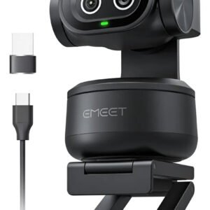Webcam Emeet Pixy 4K PTZ AI Tracking Autofoco para PC - Câmera Profissional para Streaming e Videoconferências
