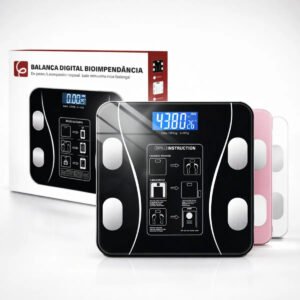 Eps-6905 Balaça Digital Epsilon Corporal Inteligente Bluetooth Com App, Lcd, Vidro Temperado, 180kg, Fitns, Peso, Saúde, Casa – Cor Preto