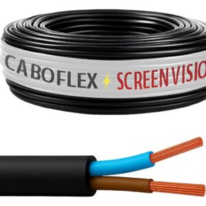 Fio Cabo Pp 4mm Flexivel 2x4mm 2 Vias Rolo 100 Metros Para Extensão Cor Preto Marca Screen Vision