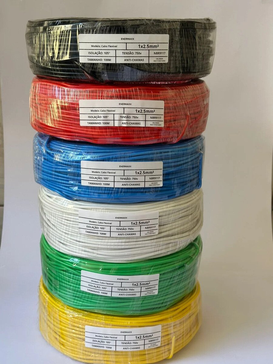 Fio Flexivel 2,5mm 100 Metros Cabo Unipolar 750v Enermaxx Fio Flexivel 2,5mm 100 Metros Cabo Unipolar 750v Enermaxx