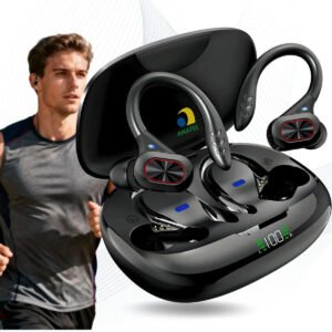 Fone De Ouvido Jskj S730 Tws Bluetooth 5.4 Com Gancho Esportivo E Led Preto