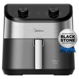 Fritadeira Air Fryer 5,5l Widemax Com Interior De Alumínio 1900w Midea Preto 127v