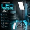 Iluminador Led Profissional Quadrado Lumi Para Fotos E Vídeos, Com Tripé De 2,10m E Luz Ajustável 127/220v Preto Branco