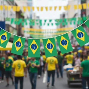 Kit 100 Bandeiras Brasil 30 Metros Decoração Copa Do Mundo