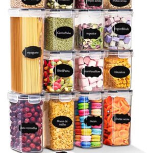 Kit 15 Potes Hermético Cadencia Mantimentos Quadrado Cozinha Branco