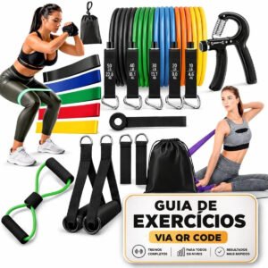 Kit 20 Itens: Elasticos Extensor Handgrip Miniband Crosstube Kit