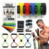 Kit 20 Itens Esportivos Para Treino Em Casa Academia Fitness Funcional Com Elásticos Extensor Puxadores Massageador… Colorido