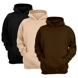 Kit 3 Moletom Canguru Com Capuz Liso Frio Unissex Com Bolso