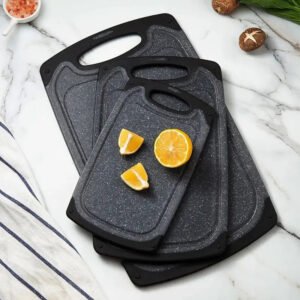 Kit 3 Tábuas de Corte Polietileno Pretas Antiderrapantes BPA Free