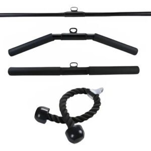 Kit 4 Barras Puxador Triceps Pulley Reto Curvo Costas Corda