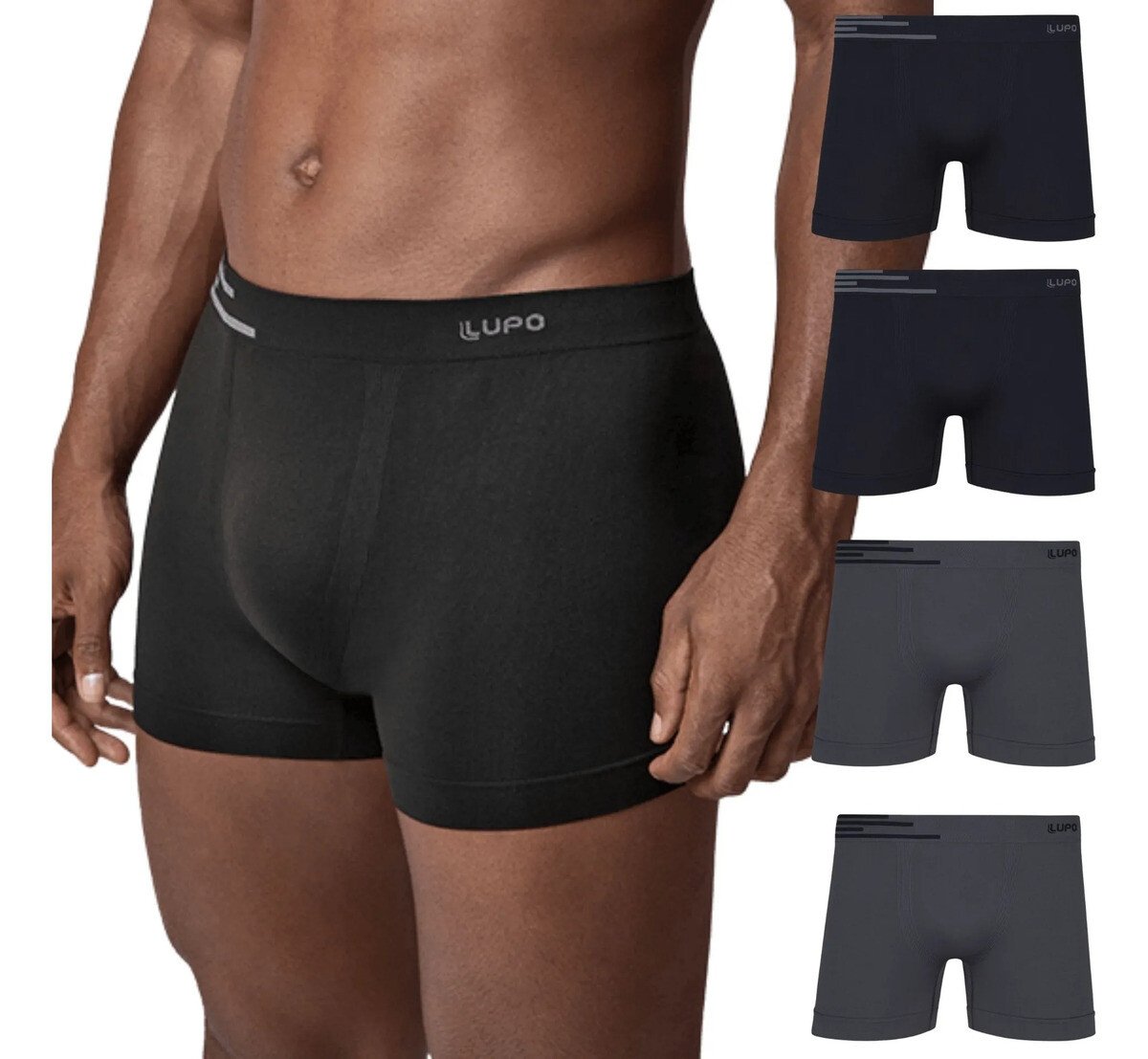 Kit 4 Cuecas Lupo Boxer Poliamida Box Sem Costura Original Kit 4 Cuecas Lupo Boxer Poliamida Box Sem Costura Original