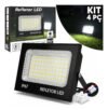 Kit 4 Holofote Refletor Super Led 300w Luminária Cor Da Luz Branco Frio 6500k Ip67 Bovolt Preto 127/220v