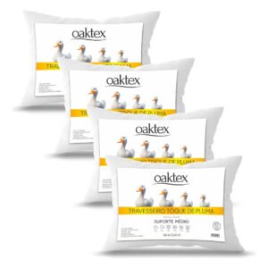 Kit 4 travesseiros Oaktex 50x70 antialérgicos de fibra siliconada branca para cama