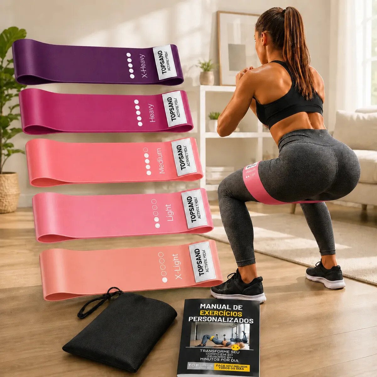 Kit 5 Faixas Elásticas Mini Band Super Band P/ Treino Exercícios Academia Funcional Fisioterapia Resistência Extensor Esporte Ginástica Pilates Cor Rosa + Manual De Treinos Topsand Activewear Kit 5 Faixas Elásticas Mini Band Super Band P/ Treino Exercícios Academia Funcional Fisioterapia Resistência Extensor Esporte Ginástica Pilates Cor Rosa + Manual De Treinos Topsand Activewear