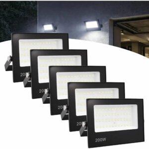 Kit 5 Refletor Smd Led Koales 200w Prova Dágua Carcaça Preto Luz Branco-frio 127/220v