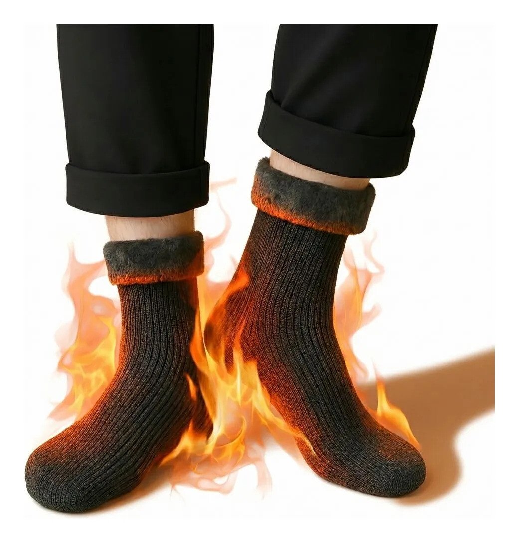 Kit 6 Meias Térmica Grossa Quente Inverno Frio Neve Forrada Kit 6 Meias Térmica Grossa Quente Inverno Frio Neve Forrada