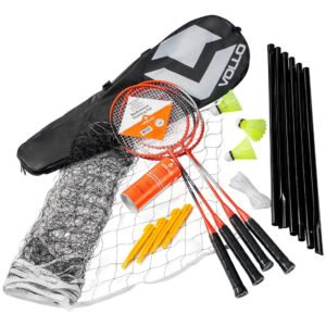 Kit Badminton Profissional Completo 4 Raquetes 3 Peteca Rede