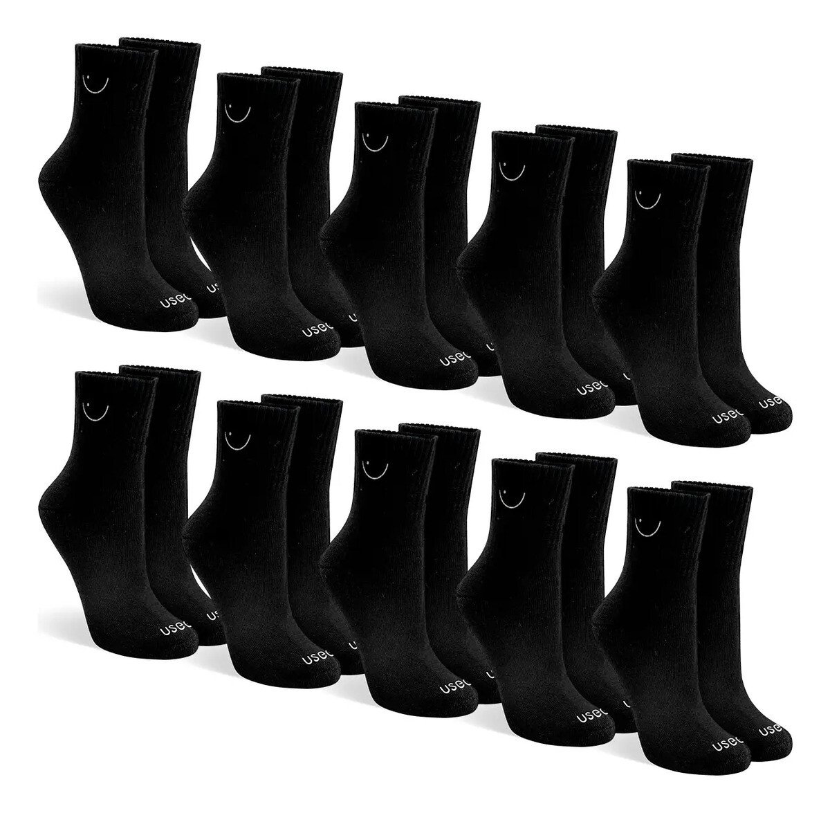 Kit Com 10 Pares De Meias Cano Médio Algodão Usee Brasil Kit Com 10 Pares De Meias Cano Médio Algodão Usee Brasil