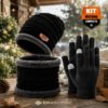 Kit Inverno Touca Gorro Forrado Gola Cachecol Térmica + Luva Touch Celular Unissex Frio Intenso Moto Viagem Caminhada Proteção Contra Vento Peluciado Quente Brasil Chic Preto Un