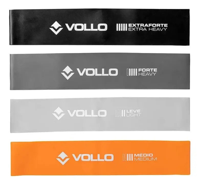 Kit Mini Bands Com 4 Faixas Elásticas Vollo Vp1081 Kit Mini Bands Com 4 Faixas Elásticas Vollo Vp1081
