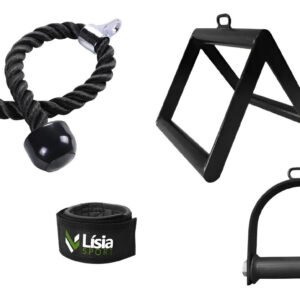 Kit Musculação Corda Triângulo Estribo Polia Academia