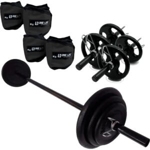 Kit Pump – Barra Oca + 20 Kg De Anilhas + Caneleira 3 E 5kg
