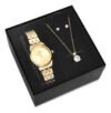 Kit Relógio Feminino Dourado Saint Germain com Colar e Brincos Ponto de Luz