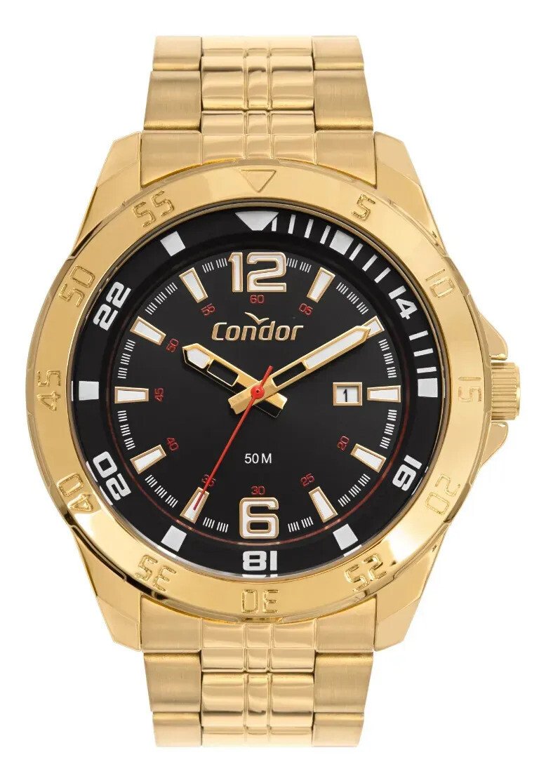 Kit Relógio Condor Masculino Dourado Co2115mwi/k4p Dourado Preto Kit Relógio Condor Masculino Dourado Co2115mwi/k4p Dourado Preto
