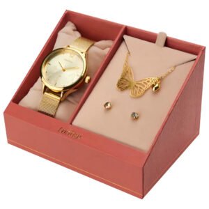 Kit Relógio Feminino Dourado + Condor Dourado Dourado Dourado