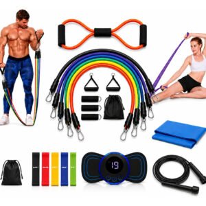 Kit Treino 21 Itens Extensor Faixa Elastica E App Exercicio