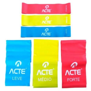 Kit Treino Fitness C/ 3 Faixas Elásticas E 3 Mini Bands Acte