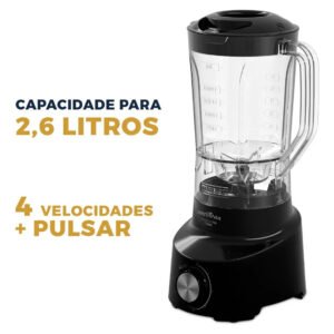 Liquidificador Britânia 2,6l 4 Velocidades Preto Diamante 1100 220v