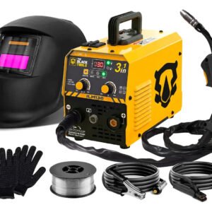 Maquina Inversora De Solda Mig Sem Gás 130a 3 Em 1 Tig Lift Com Acessórios Amarelo The Black Tools 220v