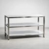 Mesa Bancada Em Inox Açougue 120x50cm 3 Prateleiras