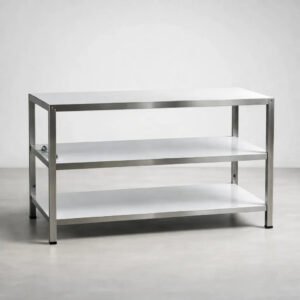 Mesa Bancada Em Inox Açougue 120x50cm 3 Prateleiras