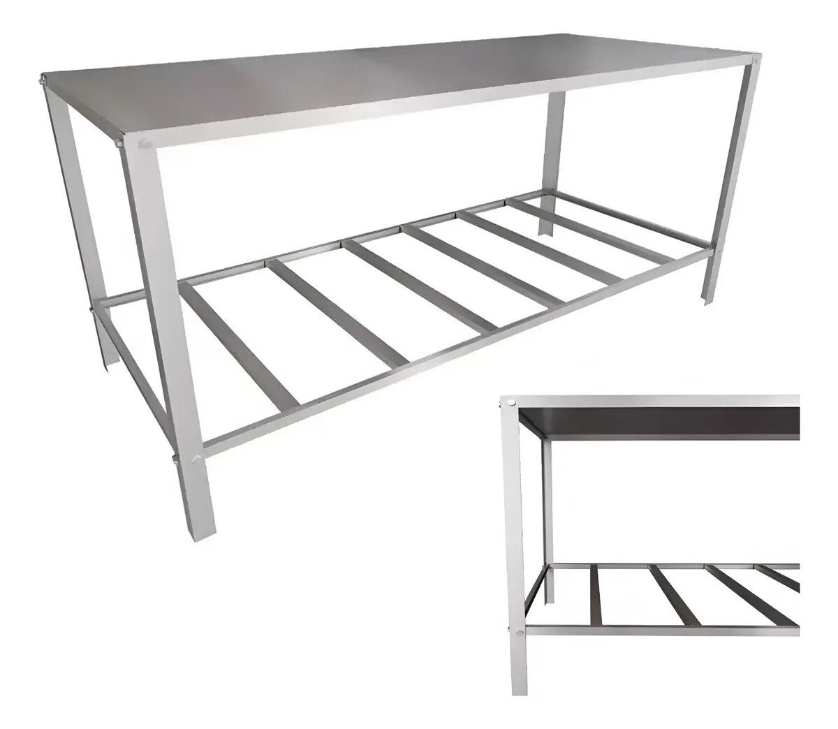 Mesa Inox 120x53x84cm Aço Inoxidável Alta Durabilidade Fácil Mesa Inox 120x53x84cm Aço Inoxidável Alta Durabilidade Fácil
