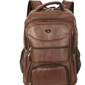 Mochila Executiva Masculina Em Couro Impermeável Reforçada Marrom
