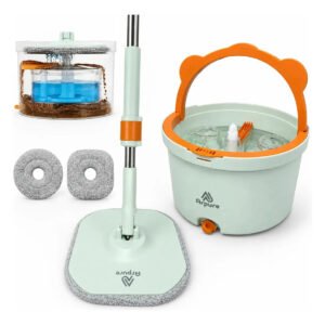 Mop 2 Águas Premium Separação Água Limpa E Suja Cabo 1,6 Mts Verde Com Laranja