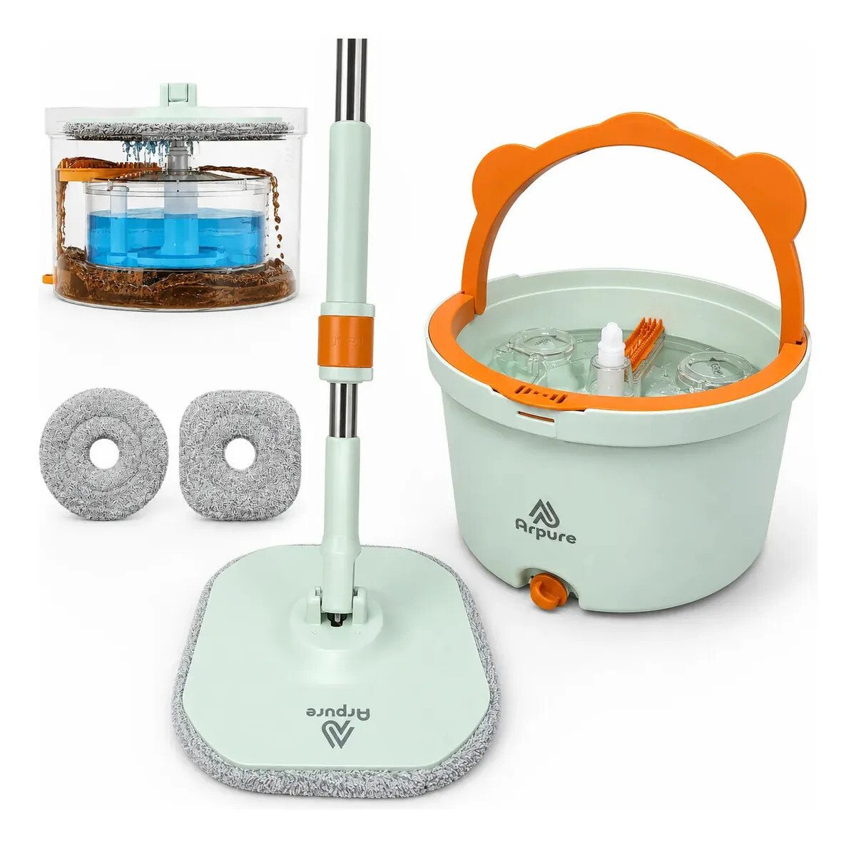 Mop 2 Águas Premium Separação Água Limpa E Suja Cabo 1,6 Mts Verde Com Laranja Mop 2 Águas Premium Separação Água Limpa E Suja Cabo 1,6 Mts Verde Com Laranja