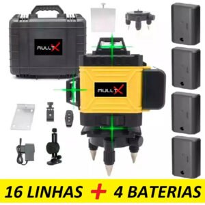 Nível Laser 4d Mulltx 16 Linhas Verde Recarregável 30m Com Maleta