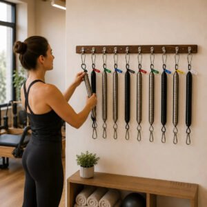 Organizador De Molas Para Pilates Em Madeira Com 10 Ganchos