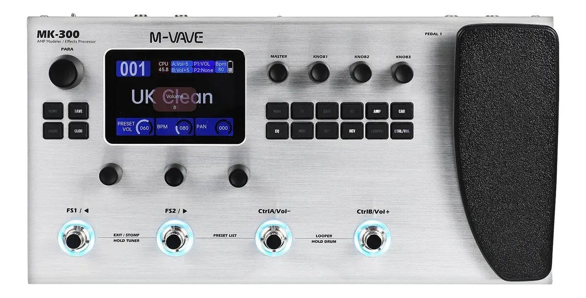 Pedal Multiefeitos M-vave Mk-300 320 Efeitos Com Bluetooth E Bateria 10h Branco Pedal Multiefeitos M-vave Mk-300 320 Efeitos Com Bluetooth E Bateria 10h Branco