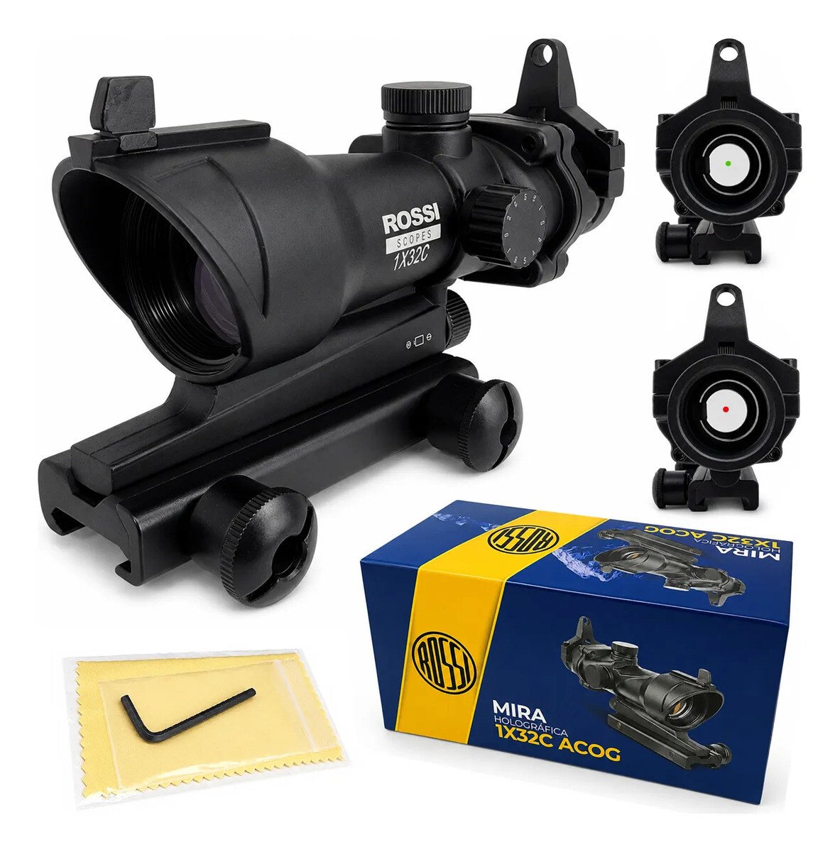 Reddot Mira Holográfica 1x32c Acog Rossi Trilho 20mm Airsoft Reddot Mira Holográfica 1x32c Acog Rossi Trilho 20mm Airsoft