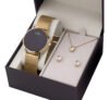 Relógio Digital Champion Feminino Dourado Com Colar Brincos Fundo Preto
