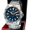 Relógio Technos Militar Masculino Aço Inox Prata Fundo Azul 50m Água