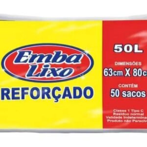 Saco Para Lixo Embalixo Prof Reforçado 50lts Com 50 Sacos Cor Preto