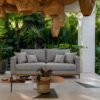Sofa 3 Lugares Beny Madeira Linho Premium 180cm 4 Almofadas