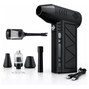 Soprador Mini Turbo Portátil Quicko Sem Fio Recarregável Usb Com Bateria Integrada Função Aspirador De Pó Alta Potência… Preto 127/220v