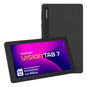 Tablet Positivo Vision Tab 7 – Processador Octa-core 3gb Ram 64gb Armazenamento Tela 7 Ips Bateria 3100mah, Android 14 Go, Wi-fi – Preto